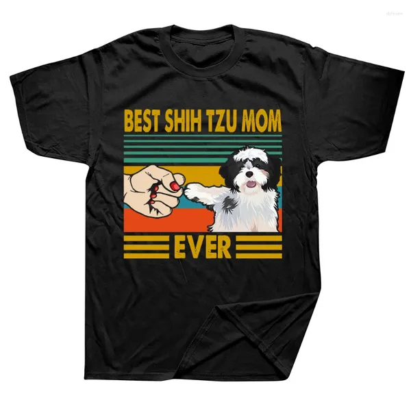 Мужские рубашки T Shih tzu мама всегда забавное владелец собаки летняя графическая хлопковая уличная одежда с коротким рукавом подарки на день рождения футболка мужчина