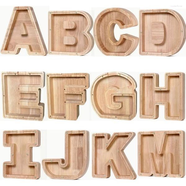 Figurine decorative Lettera inglese in legno Piggy Bank può essere la decorazione regalo dei cartoni animati per bambini trasparente