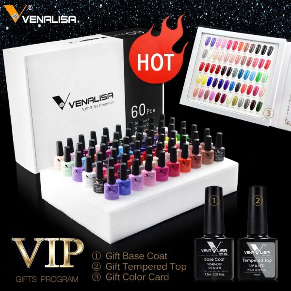 Gel #61508 Venalisa Hot Sale VIP 36/60 Cores 7.5ml Conjunto inteiro Kit de polimento de gel uvil UV com bastoppalette 3in1