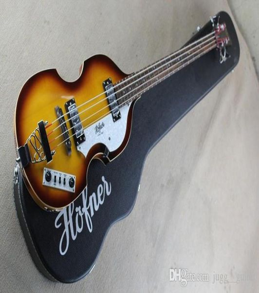 McCartney Hofner H5001CT Современная скрипка Deluxe Bass Tobacco Sunburst Электро -гитара Пламени Клен вершина 2 511b Стейпл P3327916