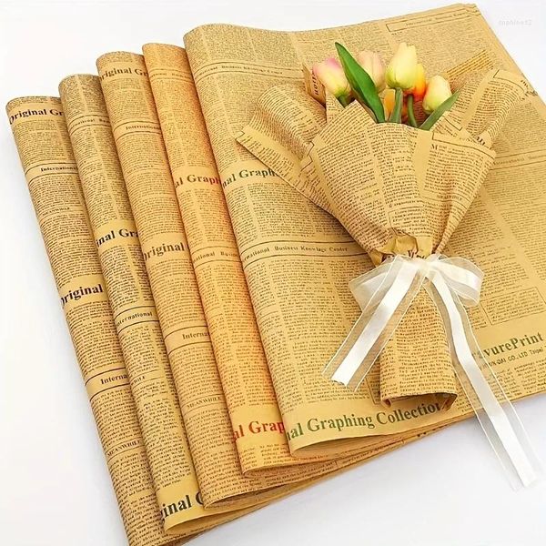 Embrulho de presente 5pcs Vintage Flowring Paper English Kraft