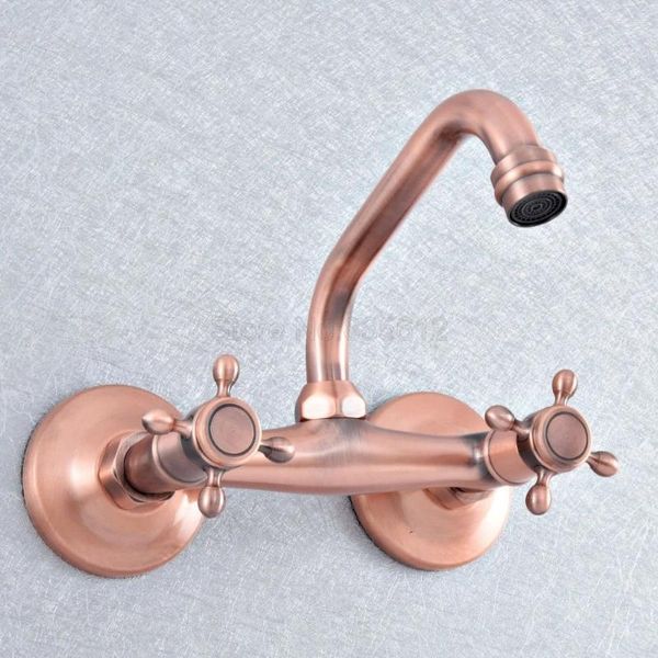 Rubinetti del lavandino del bagno antico rame a doppio foro a doppio foro manico in cucina mixer rubinetto / tocco freddo beccuccio 360 'TSF865