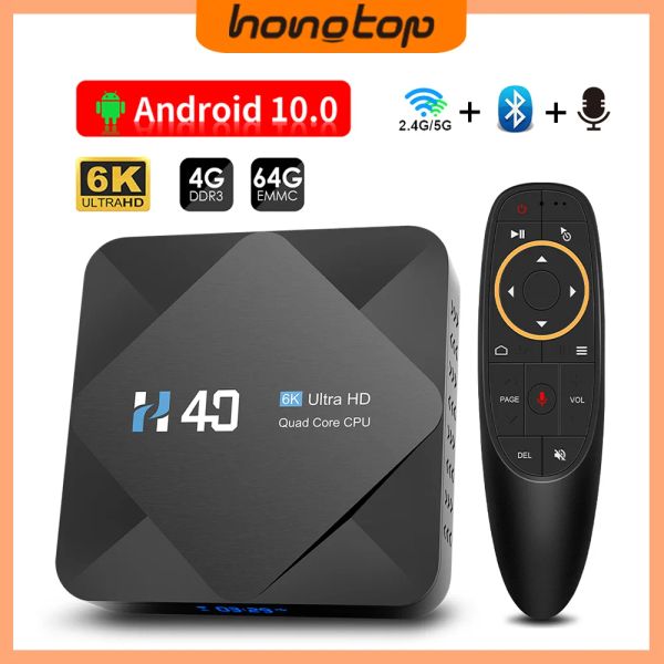 Box H40 Android 10.0 TV Box Assistente vocale 6K 3D WiFi 2.4G 5.8G 4 GB RAM 32G 64G Box TV Android Scatola TV molto veloce Android 10