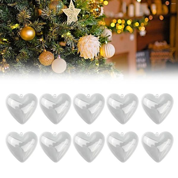 Decoração de festa Clear encheable Heart Baubles Favors de casamento de plástico de Natal Decoração do ano de amor