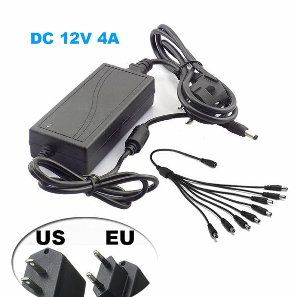 ACESSORES DC 12V 4A Monitor Adaptador de energia Fonte de alimentação +1 a 8 maneiras de gabar