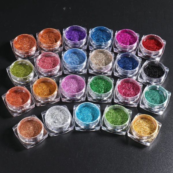 Glitter 23 Boxs/Set Magic Mirror Powder Metal Chrome espelho unhas Pigmento Partes de luxo de luxo Decorações de arte Manicure Acessórios