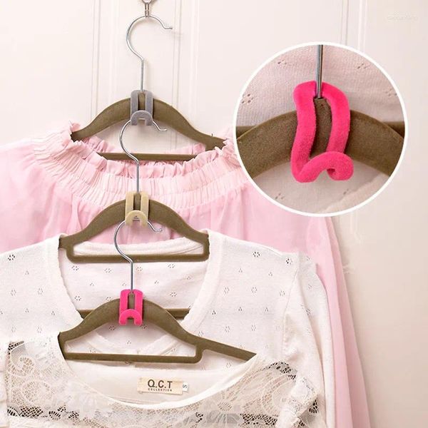 Hooks 10pcs/Bag Home Kreative Anti-Rutsch-Mini-Kleidung Rack Hanger Easy Hook Closet Organizer zufällige Farbe