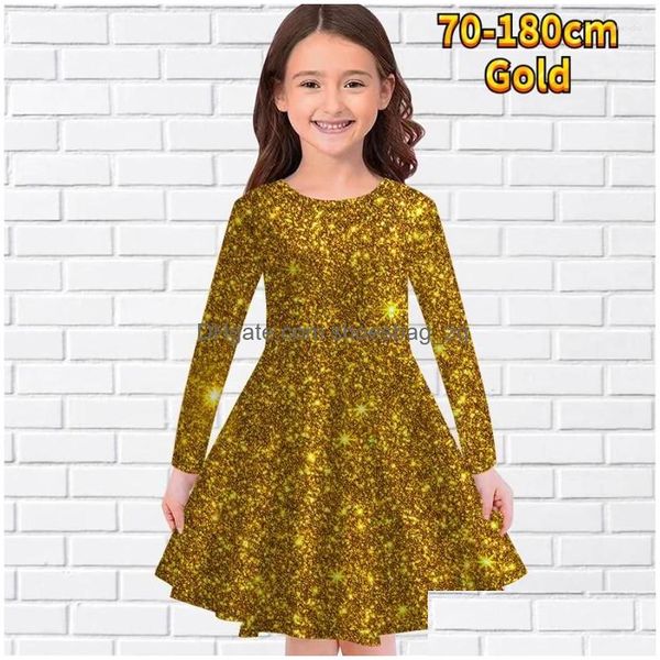 Mädchenkleider Mädchen Herbst Winter Little Daily Street Fashion Langarm Kleid Retro Print Casual Style Prinzessin Rock knielange Dro DHCSW