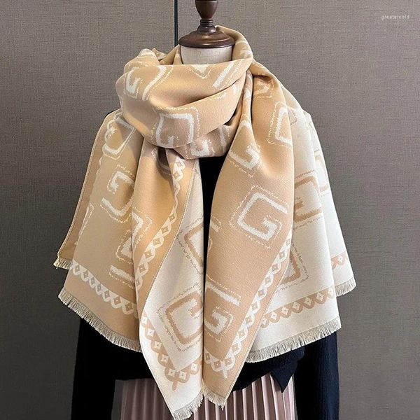 Schals Kaschmir warmer Schal für Frauen Design Winter Dicke Schalpapier Pashmina Decke Poncho Frau Bufanda Echarpe Foulard