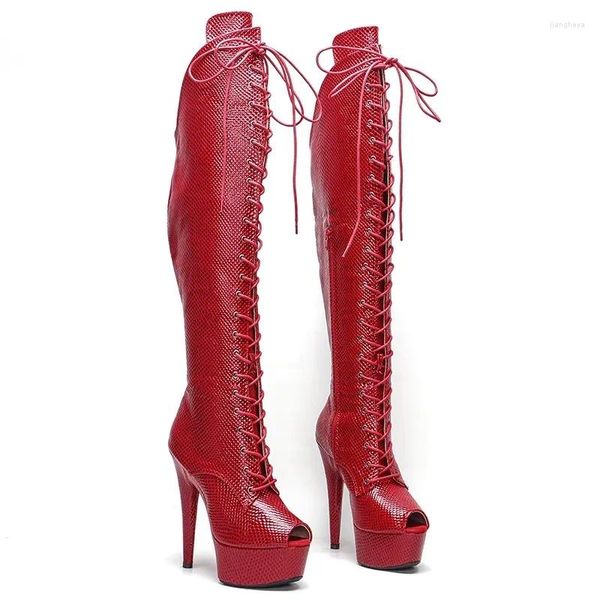 Sapatos de dança Auman Ale 15cm/6 polegadas PU Upper Sexy Exótica Plataforma Alta Plataforma Mulheres Junsas Botas Alto Pólo 037