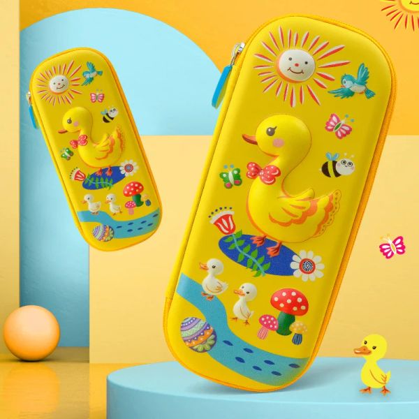 Fälle 1 PC 3D Animal Duck Bleistift Fall Eva Plastikstifte Koffer für Jungen Mädchen große Aufbewahrungsschule Schreibwarenpraxis Vorräte
