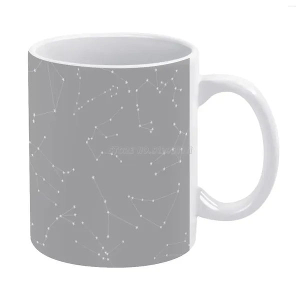 Canecas em caneca branca cinza 11 onças de chá de chá de cerâmica Céfil de café Gift Star Sign Sin