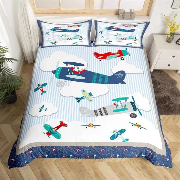 Set di biancheria da letto per ragazzi copripiumini aeroplano set per bambini aeromo