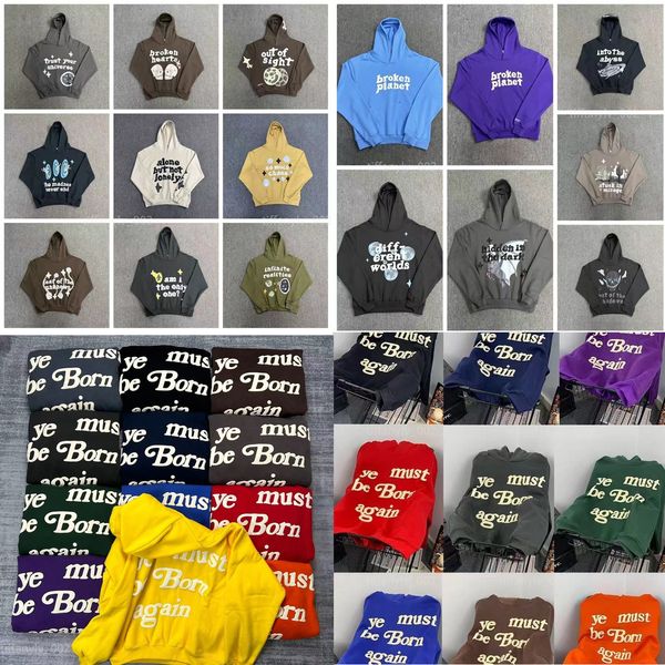 Designer Mens du musst wieder geboren werden, Brief Puff gedruckt High Street Hip Hop Hoodies Hooded Sweatshirts Größe/S/L/XL/XL Broken Planet Foam Hoodie