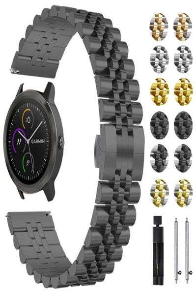 Assista Bands Metal WatchBands para Garmin Venu 245 645 Garminmove 3 GarminActive S Vivoactive 4 Band Strap Saltera de aço inoxidável 7049694