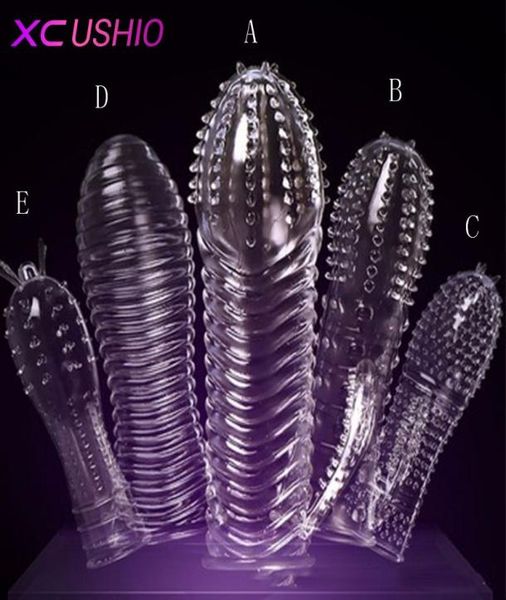 1PC Solid Head Schwanzringe wiederverwendbare Kristall -Penis -Verlängerung Ärmel für Erwachsene Spielzeug Sexprodukte für Man 5 Typen 07016768268