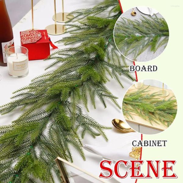 Fiori decorativi pino da 1,5 metri e cypress rattan decorazione natalizio simulazione ago verde a mano pianta appesa