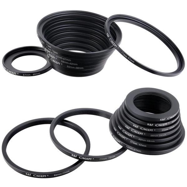 Zubehör KF -Konzept 18pcs Kamera Objektivfilter Stiefen Sie Adapter -Ring -Set 3782 mm 8237 mm für ND CPL UV -Kamerafilterring