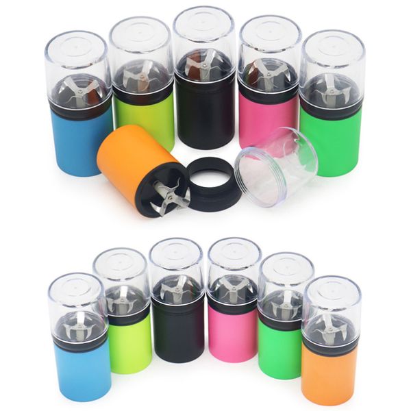 44 mm 2 camadas elétricas fumegas de ervas pequenas plástico USB carregador de cabos Espice Spice Shredder Device Muller embutido célula de bateria