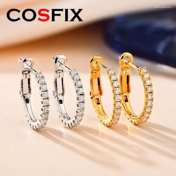 Серьги -грибы Cosfix Moissanite Hoop для женской моды, лаборатория алмаза, серебряные серьги S925.