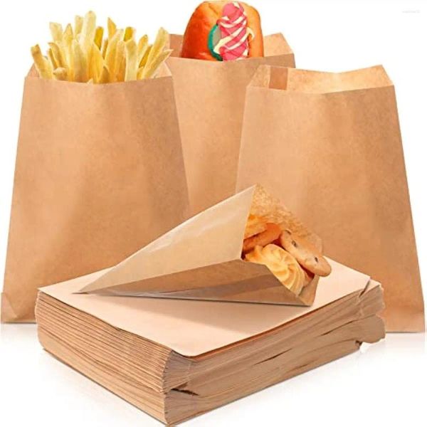 Geschenkverpackung 5x7 Zoll Fettresistent Papier behandelt Beutel flacher fettreicher brauner Keks für Snack Candy Sandwich Popcorn Donut Gebäck