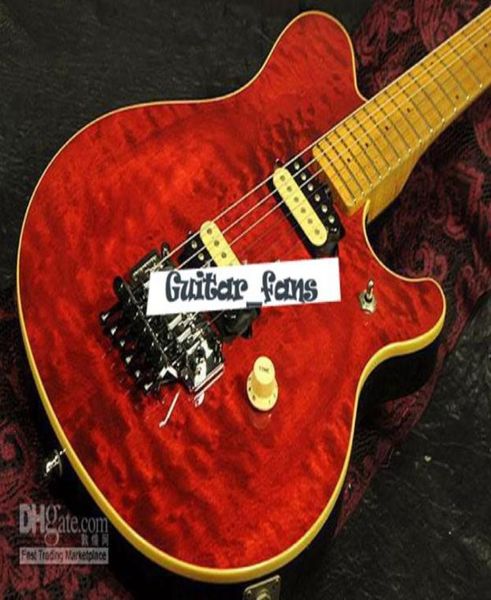 Musikmann Achse Eddie Edward van Halen E -Gitarre Red Flame Maple Top Floyd Rose Tremolo Bridge Verriegelungsmutter Vintage Tuners3919483