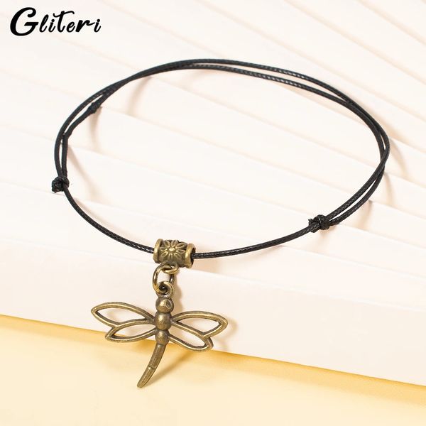 Geiteri Vintage Dragonfly Anhänger Ankäse für Frauen Mädchen Kinder Einfache Libelle Zeichnen Fußkette Schmuck Geburtstagsgeschenke 240408