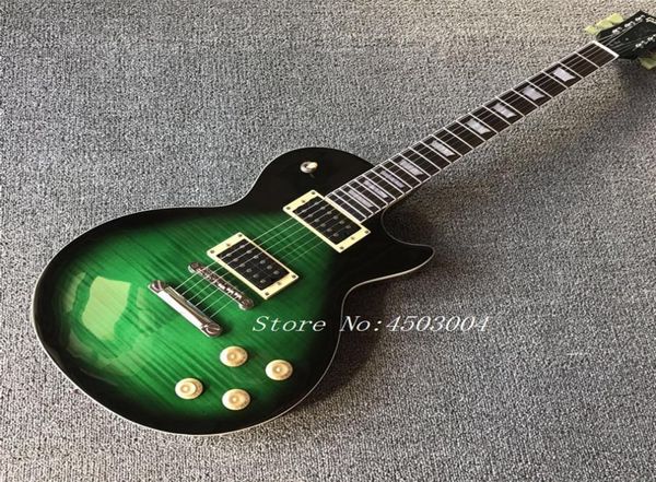 Ultimate Custom 1958 Slash assinado 2017 Edição limitada Anaconda Burst Flame Top Trans Green Electric Guitar Back Back2704977