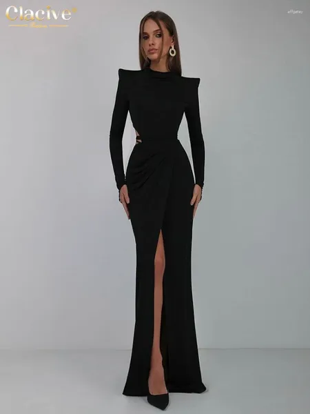 Vestidos de trabalho Clacive Bodycon Black malha conjuntos