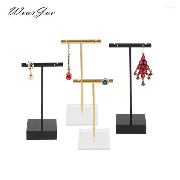 Bolsas de joias Brincho acrílico Exibir T Stand Stand Studs Piercing Organizer Metal Hanger Titular Janela do armário para vender