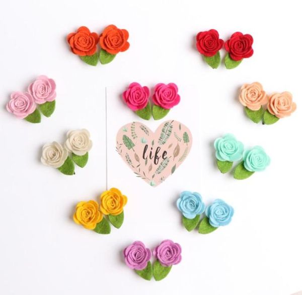 20pcs Mode Cute Filz Rose Blume Snap Clip