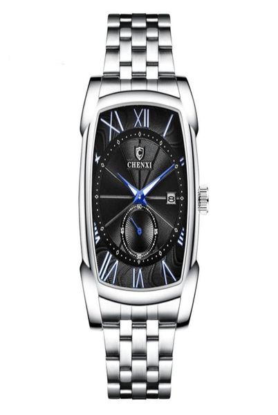 Белый прямоугольный циферблат Quartz Mens Watch Nevanless Case Стальный водонепроницаемый с календарем Subdial6947062