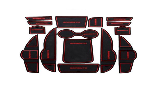 15pcs non slip in gomma in gomma Auto per interni Portano di stoccaggio del pannello tazza per tazza di copertura del tappeto per Kia Sorento 20135174541