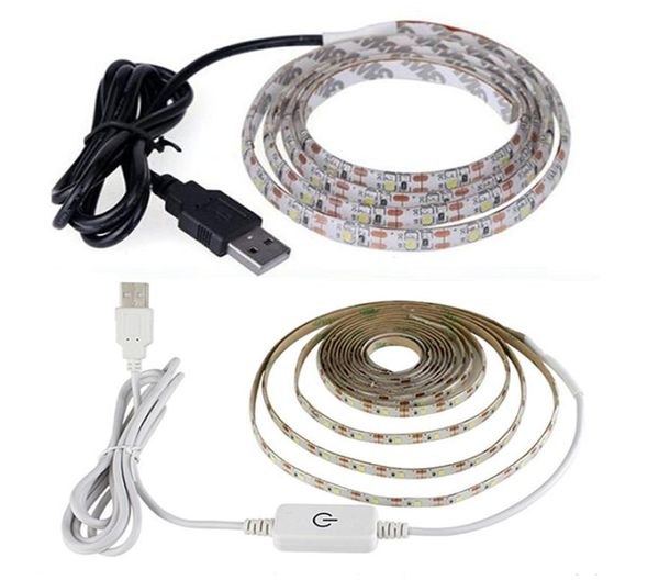 Luzes de tira LED USB 1m 2m 3m 4m 5m Impermeável tiras de luz LED reimbráveis Smd2835 LIVRA BRANCA BRANCA BRANCA COLO