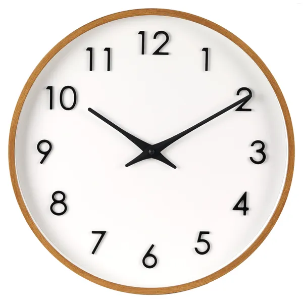 Настенные часы круглый внутренний 20-дюймовый современный средний тональный отдел для деревянной отделки пластиковая рама аналоговые часы дома