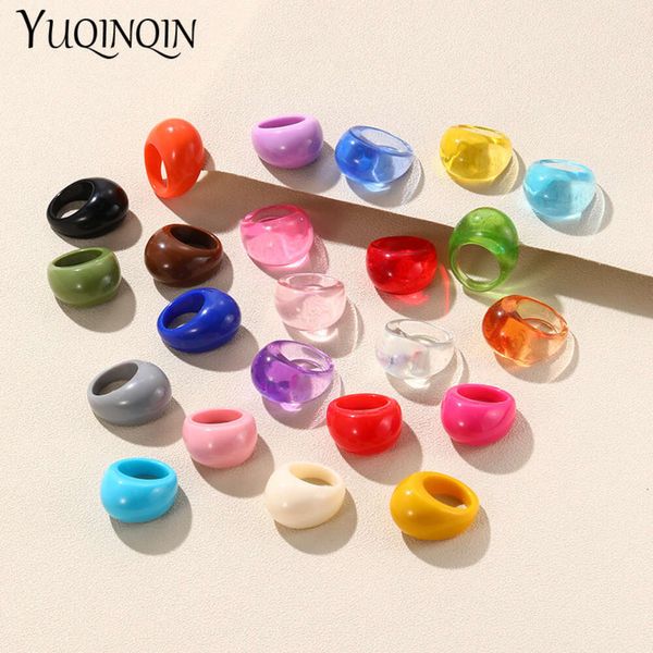 Nuovi anelli di resina acrilici alla moda Big Round Set Women GEOMEtric Colorful Finger Ring per ragazze Gioielli di moda coreana coreana