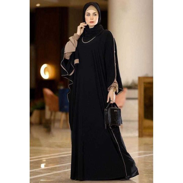2023 Mode Muslim Dubai Arabisch marokkanische Kaftan -Robe maroon Golden neuer weicher Satin Hijab Kleid für Frauen