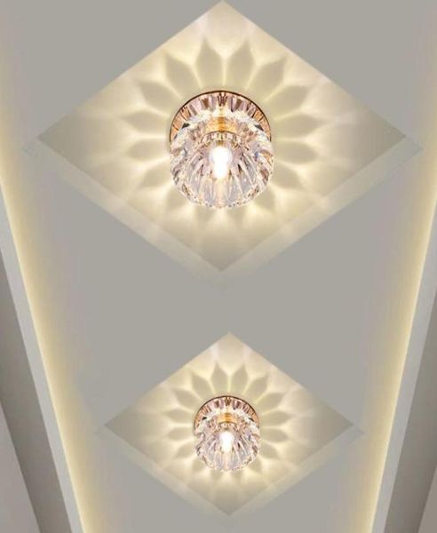 Lâmpada de varanda de flores de cristal 3W Luz de teto LED moderno corredor de corredores de varanda iluminando a decoração da sala de estar Spotlight1572056