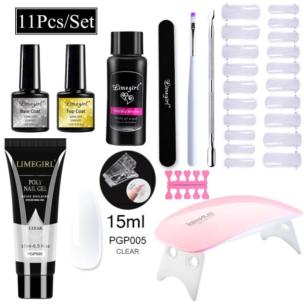 Комплекты Limegirl Poly Glain Gel Set Gel Gel Kit 15ml Crystal Build