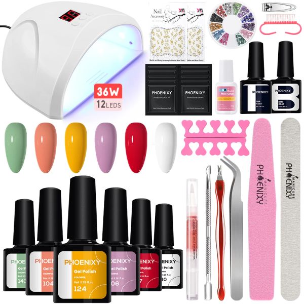 Secadores de manicure lâmpada de secagem de unhas 6 cores kit de esmalte gel kit de acrílico kit de acrílico