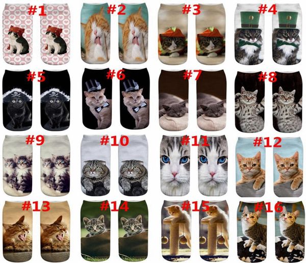 3D Animal Prike Meocks Cat Dog Lovely Print Sock curto Designer engraçado Meias casuais de algodão para homens Meninas HHA10514748390