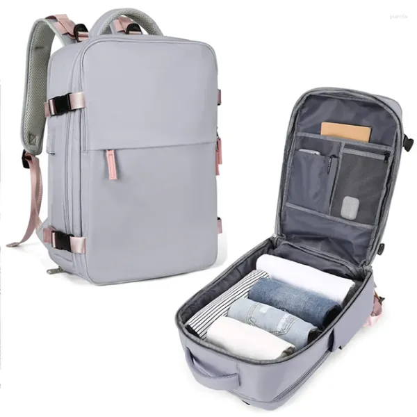 Rucksack Flugreisen für Frauen Leichtes Flugzeug -Rucksäcke wasserdichtes multifunktionales Notebook -Geschäftsbeutel mit Schuhen Tasche