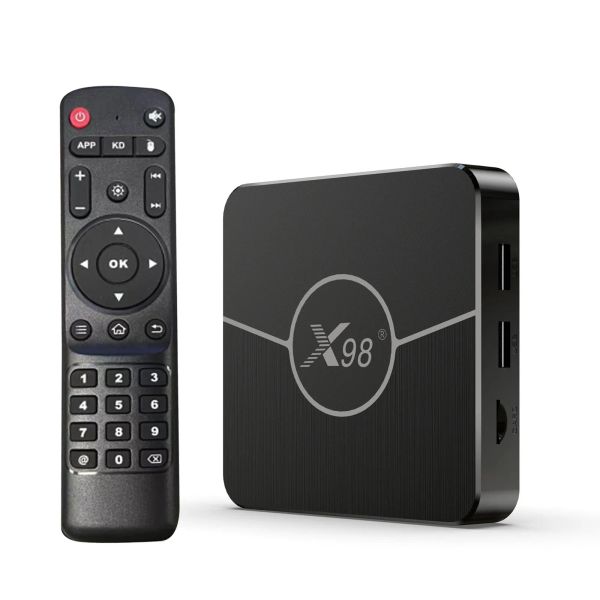 Box X98 Plus Android TV Box Amlogic 4K Media Player 2.4g/5g WiFi BT AV1 VP9 H.265 Decodificação Digital Display Controle remoto