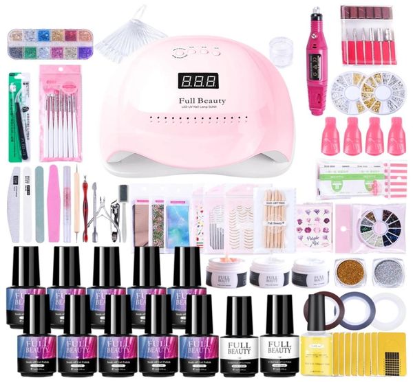 Polishol de gel de kit de unhas Conjunto com UV LED LED LAMP EXTENSENT GEL ACRYLIC KIT MANICURE DE MANICURA DE MANICURA FERRAMENTAS DO MACHINE NF157413279462