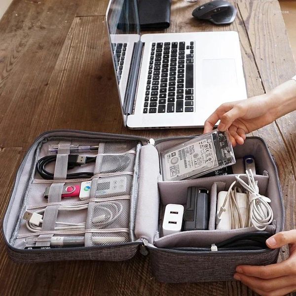 Aufbewahrungsboxen Reisekabelbag Kosmetische Make -up -Organisatoren verdrahten Ladegerät Elektronische Geräte Case Toilettenkit Bad Zubehör Artikel