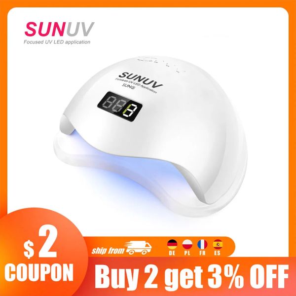 Schnuller Sunuv Sun5 48W Dual UV -LED -Nagel Lampen -Nagel -Trockner -Gel -Politis -Härtungslicht mit unten 30S/60S Timer LCD -Display
