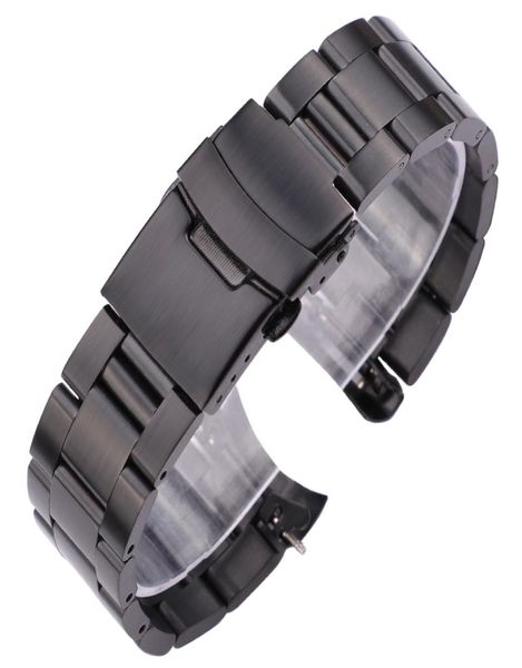 20 мм 22 -мм полосы из нержавеющей стали браслет серебряные черные изогнутые конец часовой ряд женщин мужские металлические часы Brap6412004
