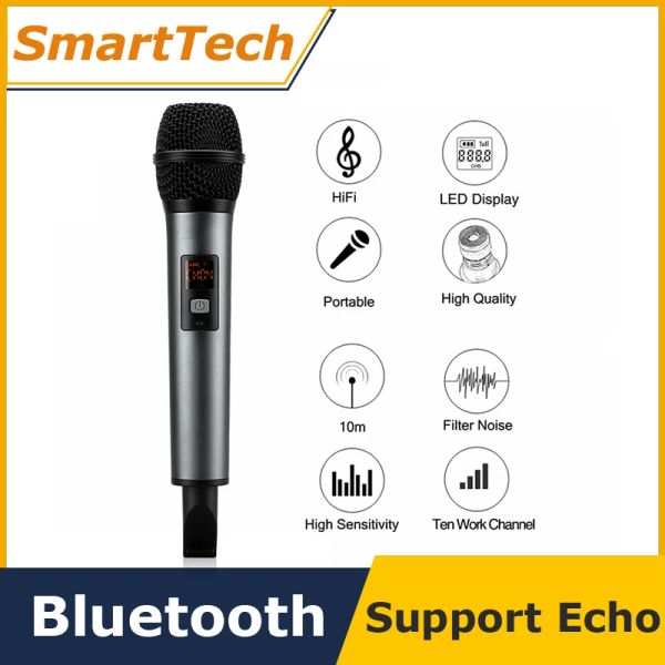 Микрофоны New K18V UHF Беспроводной микрофон Bluetooth Micro с приходными домашними микрофонами конференция конференция по микрофоновым образованию караоке