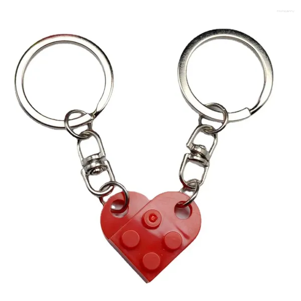 Chaves 1pcs Red Love Heart Building Block Forcouples amizade Mulheres Menina menino Brick Keyring Presente de aniversário