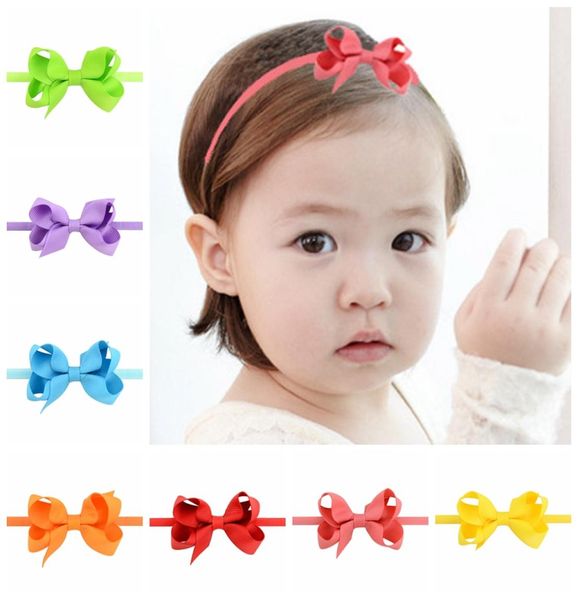 Детские повязки на голову цветочная мини -атласная лента Bowknot новорожденные девочки для волос аксессуары для волос.